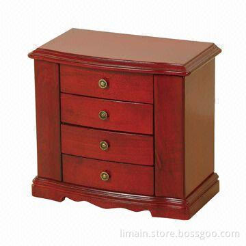 Jewelry Gift Box, Cherry Finish, Three Open Drawers